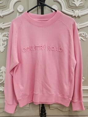 Country Road Pink Embroidered Crew Sweatshirt Size M BNWT